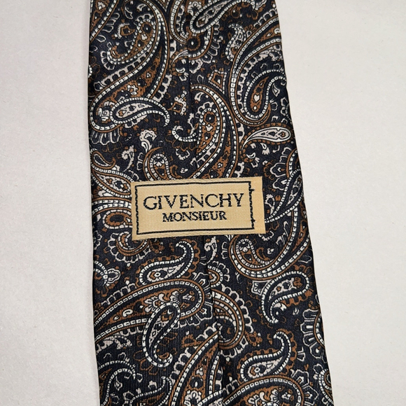 Givenchy Monsieur Shades Of Browns Paisley Silk Tie - Picture 1 of 3